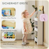 AIYAPLAY Kinderboekenrek in Beer Design met 3 Planken, Houten Opbergrek 55x15x110cm Wit(m-5)