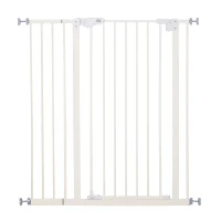 PawHut Barrera de Seguridad para Puertas y Escaleras Barrera para Perros Mascotas con Cierre Automático Extensión 17,5 cm Metal 74-97,5x104,1 cm Blanco(m-1)