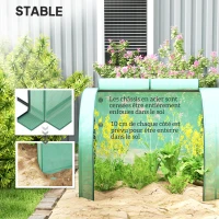 Outsunny Mini serre de jardin serre à tomates 4 x 1 x 0,80 m acier PE anti-UV 4 portes avec zip enroulables vert(m-5)