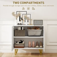 HOMCOM Modern Luxe High Gloss Sideboard, with Hairpin Legs - White(m-5)