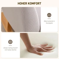HOMCOM Schaukelstuhl im Retro-Design, Cordbezug, Kautschukholz, Schaumstoff-Füllung, hohe Rückenlehne, Polstersessel, Hellgrau(m-5)