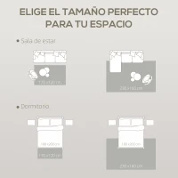 HOMCOM Alfombra Salón 170x120 cm Lavable en Lavadora Pelo Corto Estilo Moderno Tapete para Sala de Estar Dormitorio Crema(m-7)