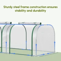 Outsunny PVC Tunnel Greenhouse Green Grow House Steel Frame for Garden Backyard with Zipper Doors 295x100x80 cm, Clear(m-5)
