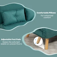 HOMCOM Two-Seater Linen-Look Sofa Bed - Green(m-7)