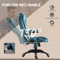 Vinsetto Silla Oficina con Masaje de 6 Puntos con Función Basculante con Calefacción Altura Ajustable 68x72x110-120 cm Azul(m-7)