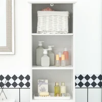 kleankin Meuble salle de bain colonne avec 3 compartiments ouverts, tiroir et étagère réglable, 40 x 30 x 164 cm, blanc(m-8)