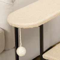 PawHut Katzentreppe, mit Kratzbrett, 3 Stufen, Spielball, robust, Stahl+Sisal, cremeweiß+schwarz, 51 x 54 x 53cm(m-7)