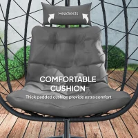 Outsunny Hangstoel voor buiten, Ei stoel, weerbestendig, inclusief kussen, 102 cm x 102 cm x 195 cm, Donkergrijs(m-6)