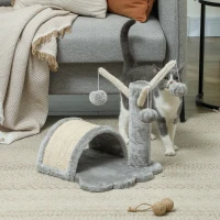 PawHut Kattenboom krabboom speelboom boom bal katten lichtgrijs(m-8)