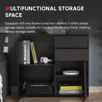 HOMCOM High Gloss Frame Sideboard, Side Cabinet, Push-Open Design with 2 Drawer for Living Room, Bedroom, Black(m-4)