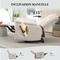 HOMCOM Fauteuil relax électrique massant et chauffant, fauteuil inclinable, dossier réglable manuellement, 85x91x104cm, beige(m-5)
