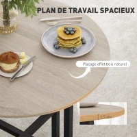 HOMCOM Table à manger ronde 80 cm pour 2 personne avec plateau aspect bois et piètement croisé en acier, bois naturel(m-5)