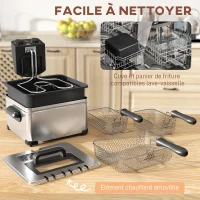 HOMCOM Friteuse 5 litres avec température et minuterie réglables 2000 W panier à huile amovible et fenêtre de visualisation(m-7)