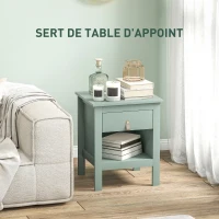HOMCOM Lot de 2 tables de chevet avec tiroir et compartiment ouvert, 45 x 40 x 55 cm, vert(m-6)