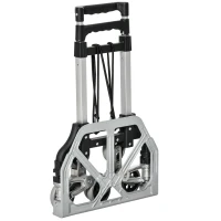 DURHAND Klappbarer Treppensteiger mit 6 Rädern, inkl. Befestigungsgurt, automatische Klappfunktion, Silber + Schwarz(m-12)