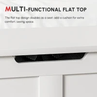 HOMCOM 100L Home Storage Box, with Safety Hinges - White Wood-Effect(m-10)