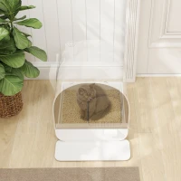 PawHut Caixa de Areia para Gatos com Porta Dianteira Bandeja Removível Pá Tapete e Filtro 43x44x47cm Branco(m-8)