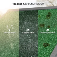 Outsunny Wooden Garden Shed, Utility Outdoor Small Shed with Lockable Double Doors, Shelves and Roof Hatch, Grey(m-6)