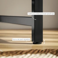 HOMCOM Bureau d'ordinateur 150 x 60 cm avec étagères de rangement réversibles et sac en tissu, pour petits espaces, marron(m-6)