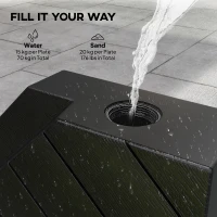 Outsunny Vulbare parasolvoet gewichten, voor water en zand, Kunststof, 80L x 80B x 13H cm, Zwart(m-7)