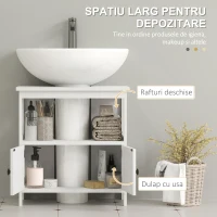 kleankin Dulap Sub Chiuvetă cu Raft și 2 Uși 60x30x60 cm Alb(m-5)