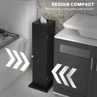 HOMCOM Support papier toilette meuble salle de bain 3 niveaux et sortie papier, pour petits espaces, noir(m-4)