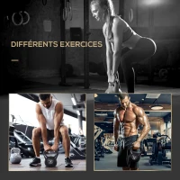 HOMCOM Kettlebell 12 kg, haltère avec poignée ergonomique, haltère à boule, musculation, entraînement, 27 x 21 x 31 cm noir(m-4)