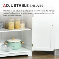 HOMCOM Kitchen Floor Cabinet Side Storage Cupboard Multi-use Sideboard Table with Solid Wood Top, Adjustable Shelf,Drawer for Dining Room, Living Room,Hallway(m-4)