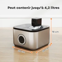 PawHut Fontaine à eau pour chat automatique en inox 4,2L, silencieuse, distributeur eau chat 3 filtre et chargeur USB, argent(m-3)