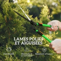 Outsunny Lot de 2 cisailles de jardin, cisaille à haies longueur 63,5-78,5 cm sécateur à enclume longueur 64,5-90 cm vert et noir(m-4)