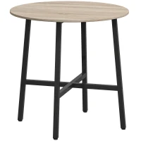 HOMCOM Table à manger ronde 80 cm pour 2 personne avec plateau aspect bois et piètement croisé en acier, bois naturel(m-11)