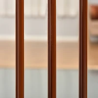 PawHut Absperrgitter Hunde Türschutzgitter Schutzgitter aus Holz Freistehendes Hundegitter mit Tür Hundeabsperrgitter Konfigurationsgitter für Kamin & Ofen Braun 113-166 x 36 x 71 cm(m-10)