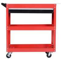 HOMCOM Werkzeugkoffer Werkzeugtrolley Werkzeugbox, 3 Ebenen, 4 Rollen, 82 cm x 35 cm x 76 cm, Rot(m-15)