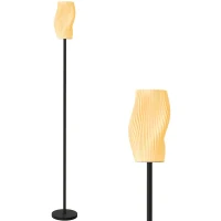 HOMCOM Floor Lamp for Living Room, 3D Printed Modern Standing Lamp with Flowing Curved Shade & Foot Switch, Minimalist Tall Pole Lampshade for Bedroom, Office, E27 Holder without Bulb (25W Max), White(m-10)