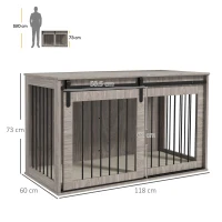 118cm Dog Crate Furniture with Removable Cushion for Extra Large Dogs - Walnut Brown(m-3)