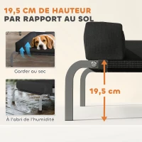 PawHut Lit surélevé pour chien rafraichissant, lit de camp pour chiens intérieur extérieur portable, 110 x 75 x 30 cm, noir(m-4)