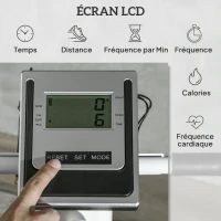 SPORTNOW Stepper avec guidon 12 niveaux de résistance réglables, écran LCD, 2 roues et pédales antidérapantes, blanc et noir(m-5)