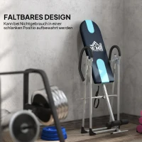 HOMCOM Inversionsbank klappbar Schwerkrafttrainer mit Sicherheitsgurt Inversionstisch bis 136kg Stahl Silber+Schwarz+Blau(m-7)
