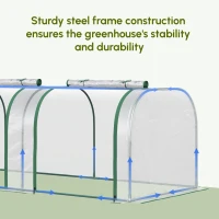 Outsunny PVC Tunnel Greenhouse Green Grow House Steel Frame for Garden Backyard with Zipper Doors 295x100x80 cm, Clear(m-4)