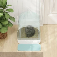 PawHut Caixa de Areia para Gatos Caixa de Areia Fechada para Gatos com Porta Dianteira Bandeja Removível Pá Tapete e Filtro 43x44x47cm Verde(m-7)