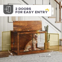 PawHut Dog Crate Furniture with Openable Top, Two Doors, for Extra Large Dogs, Rustic Brown(m-6)