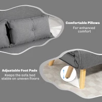 HOMCOM Two-Seater Linen-Look Sofa Bed - Grey(m-7)