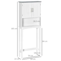 kleankin Meuble WC dessus de toilette avec placard à double porte, étagère réglable et compartiments ouverts, blanc(m-3)