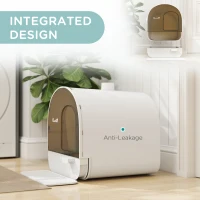 PawHut Arenero para Gatos Caja de Arena Cerrada para Gatos con Bandeja Extraíble Pala y Filtro 43x44x47 cm Blanco(m-7)