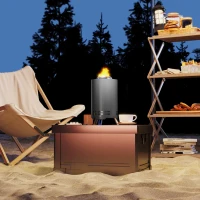 Outsunny Vuurschaal Ø16x25cm van Roestvrij Staal met Pook, Rookvrije Vuurschaal - Grijs(m-10)