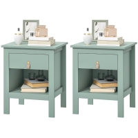 HOMCOM Lot de 2 tables de chevet avec tiroir et compartiment ouvert, 45 x 40 x 55 cm, vert
