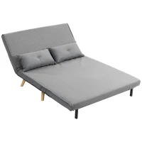 HOMCOM Two-Seater Linen-Look Sofa Bed - Grey(m-11)