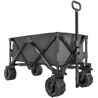 Outsunny handkar opvouwbare handkar 360° tuinwagen transportwagen met telescopisch handvat in hoogte verstelbare handgreep strandwagen metaal Oxford donkergrijs 108 x 53 x 59-89 cm