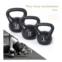 HOMCOM Kettlebell 12 kg, haltère avec poignée ergonomique, haltère à boule, musculation, entraînement, 27 x 21 x 31 cm noir(m-7)