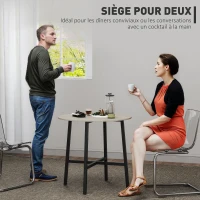 HOMCOM Table à manger ronde 80 cm pour 2 personne avec plateau aspect bois et piètement croisé en acier, bois naturel(m-4)